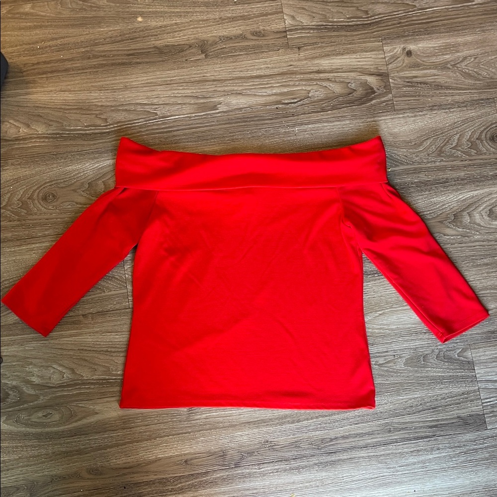 Anthropologie Off-the-Shoulder Poppy Red Top Size: XL - Picture 2 of 7
